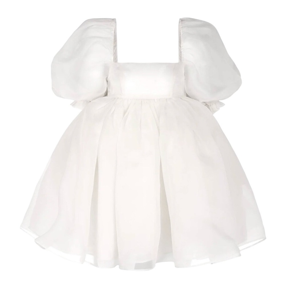 Selkie White Puff Dress Size Medium Organza Mini Babydoll - Picture 6 of 15